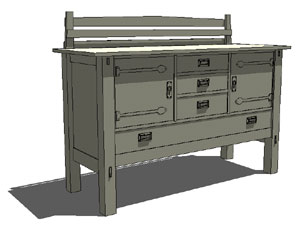 SketchUp Model of Large Stickley Sideboard